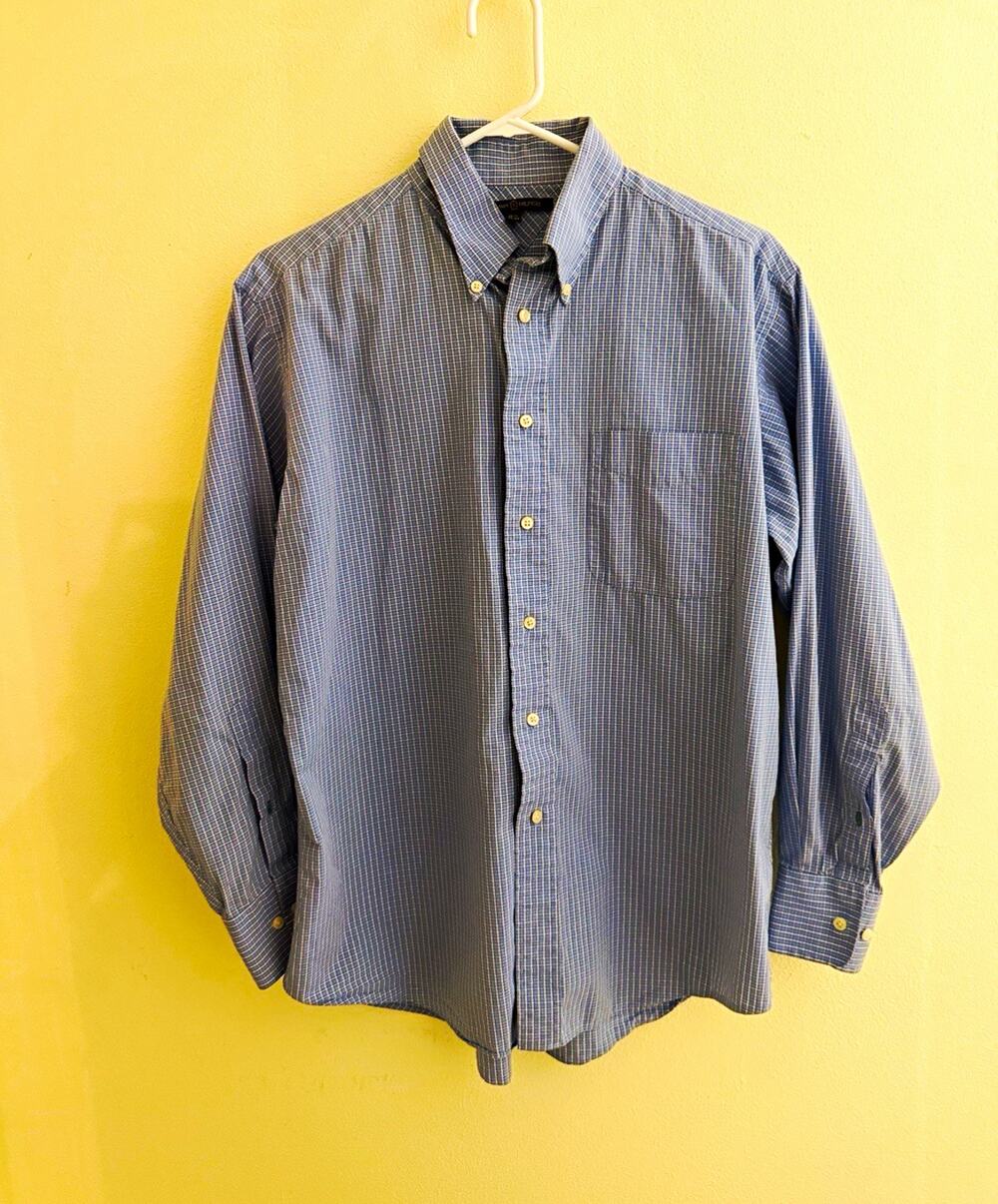 Tommy Hilfiger Men’s Dress Shirt 15.5 32/33 Blue White Check Cotton